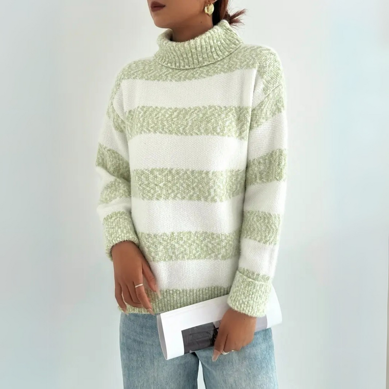 Emilia - Weicher Rollkragenpullover mit Pastellstreifen