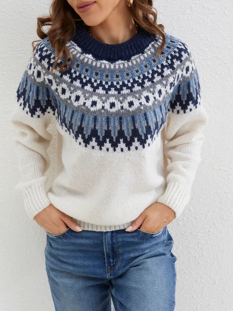 Vintage Vibes Fair Isle Pullover mit Rundhalsausschnitt